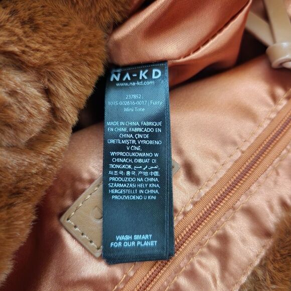 NA-KD Brown Furry Mini Tote Faux Fur Brand New with Tags - Picture 5 of 13